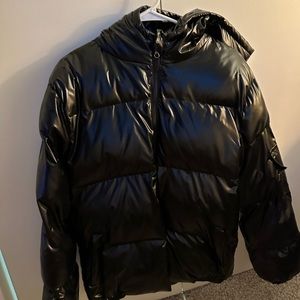 Metallic black puffer